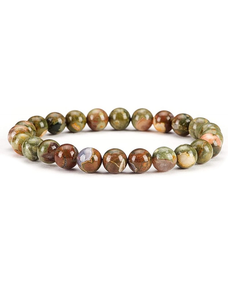 Gemstone Beaded Stretch Bracelet 8mm Round Beads 7 Rhyolite A $8.39 Bracelets