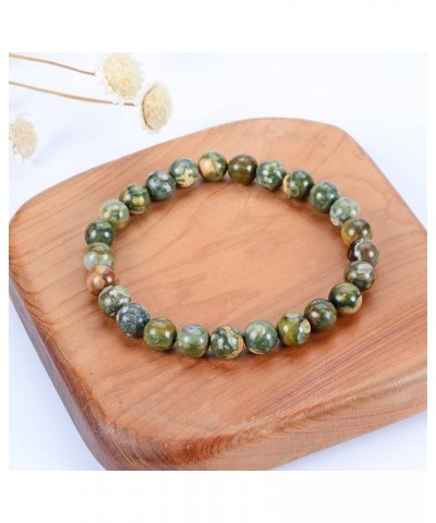 Gemstone Beaded Stretch Bracelet 8mm Round Beads 7 Rhyolite A $8.39 Bracelets