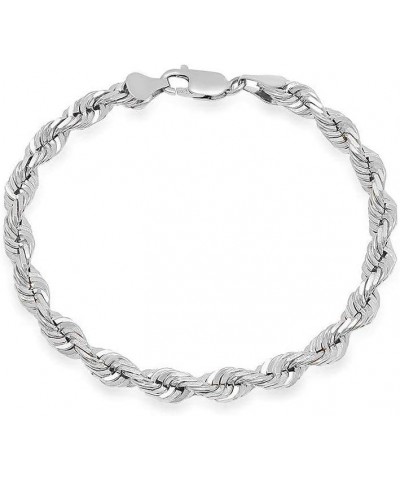 Sterling Silver italian 4MM,5MM,6MM,7MM,8MM 925 Solid Rope Link Bracelet,Braided Diamond-Cut Rope Chain Bracelet for men and ...