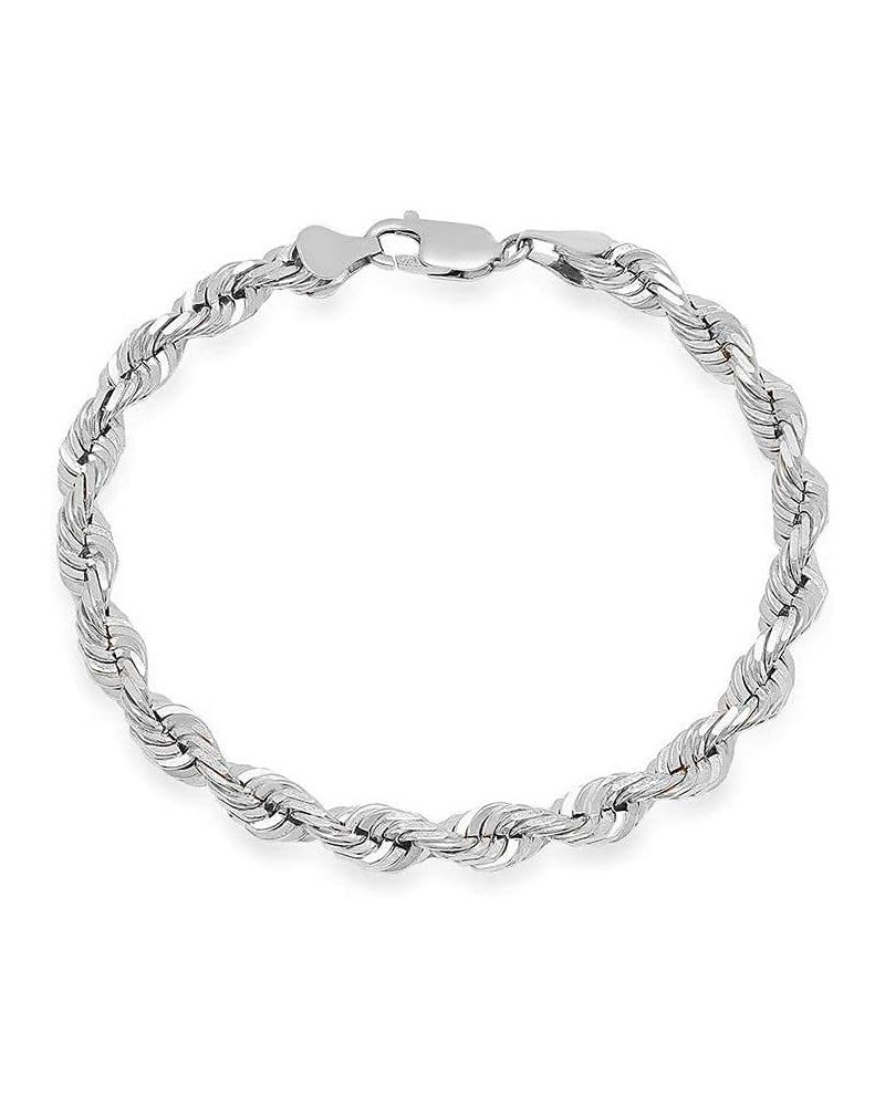 Sterling Silver italian 4MM,5MM,6MM,7MM,8MM 925 Solid Rope Link Bracelet,Braided Diamond-Cut Rope Chain Bracelet for men and ...