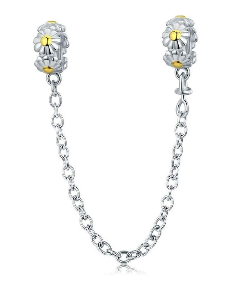 Heart Safety Chain Charm 925 Sterling Silver Beads fit European Charms Bracelet & Necklace Stackable Daisy Safety chain $11.5...