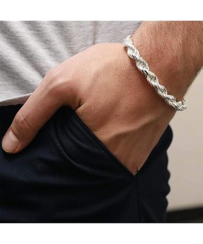 Sterling Silver italian 4MM,5MM,6MM,7MM,8MM 925 Solid Rope Link Bracelet,Braided Diamond-Cut Rope Chain Bracelet for men and ...