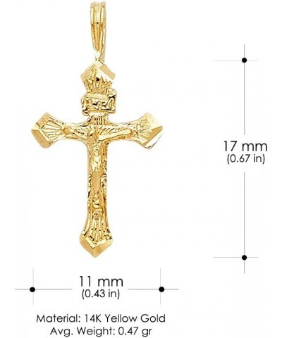 14K Yellow Gold Religious Crucifix Charm Pendant with 0.6mm Box Chain Necklace 16.0 Inches $53.44 Necklaces