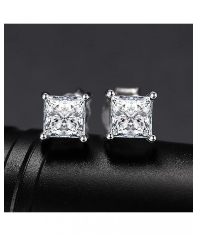 Princess Cut 0.8ct Moissanite Solitaire Stud Earrings for Women, Square Shape 925 Sterling Silver 14k Gold Plated Earrings fo...