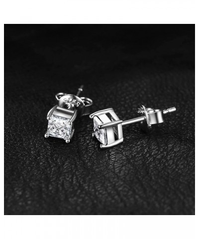 Princess Cut 0.8ct Moissanite Solitaire Stud Earrings for Women, Square Shape 925 Sterling Silver 14k Gold Plated Earrings fo...