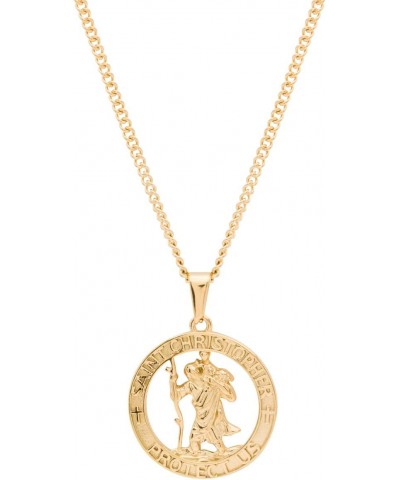 St. Christopher Waterproof Necklace 18k Gold Medal chain - Good Luck Gifts - Protection Medal 316L Stainless Steel Traveler P...