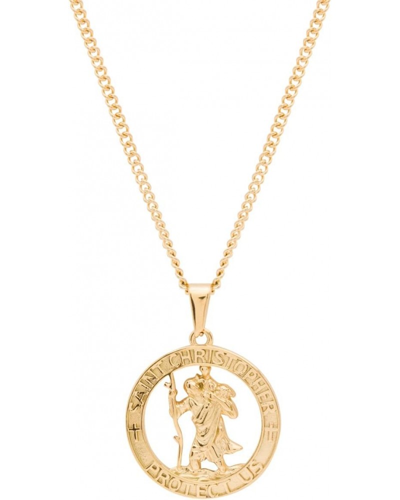 St. Christopher Waterproof Necklace 18k Gold Medal chain - Good Luck Gifts - Protection Medal 316L Stainless Steel Traveler P...