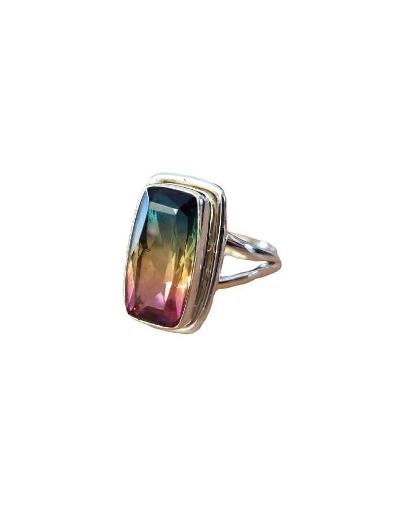 Multi Color Tourmaline Quartz Ring, 925 Solid Sterling Silver Ring, Handmade Boho Ring, Gemstone Ring, Gift for Her, Women Ri...