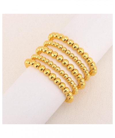 Gold Beaded Bracelet for Women 14K Gold Plated Bead Ball Bracelet Stretchable Elastic Bohemian Stackable Bracelets Trendy Gol...