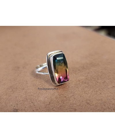 Multi Color Tourmaline Quartz Ring, 925 Solid Sterling Silver Ring, Handmade Boho Ring, Gemstone Ring, Gift for Her, Women Ri...