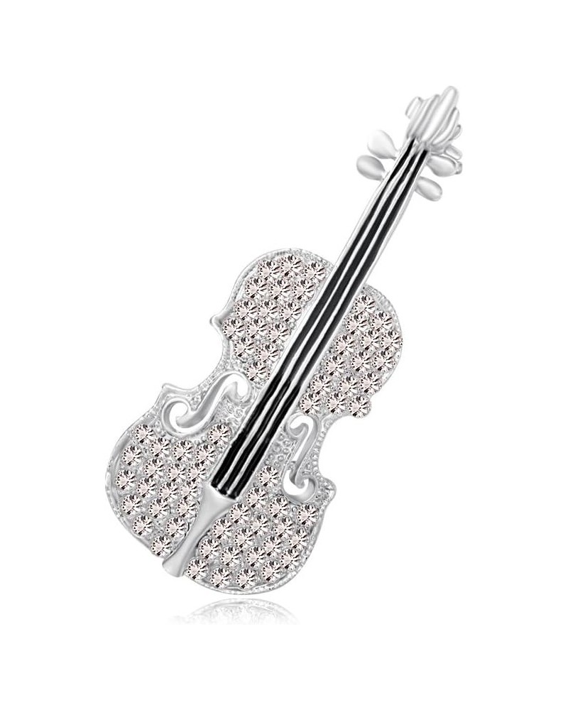 Crystal Violin Brooch Music Note Lover Badge Pin Tiny Jewelry Gifts(Silver) $8.84 Brooches & Pins