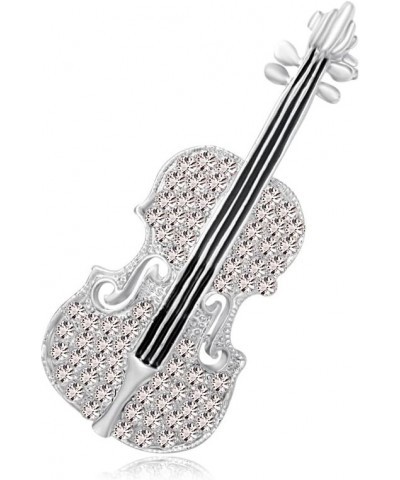 Crystal Violin Brooch Music Note Lover Badge Pin Tiny Jewelry Gifts(Silver) $8.84 Brooches & Pins