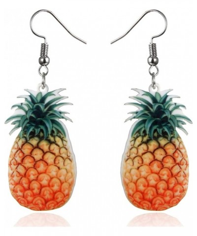 Creative Assorted Multiple Trendy Fruits Dangle Earrings for Women Girls,Funny Fruits Acrylic Earrings Pineapple $3.77 Earrings