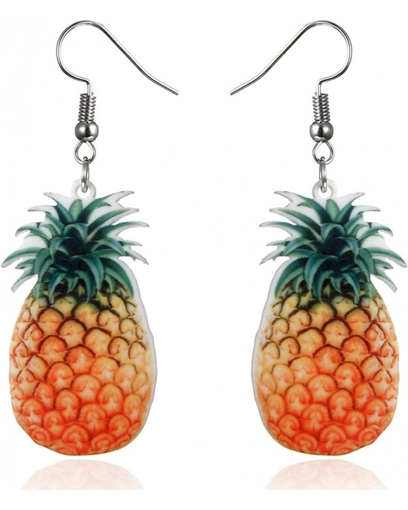 Creative Assorted Multiple Trendy Fruits Dangle Earrings for Women Girls,Funny Fruits Acrylic Earrings Pineapple $3.77 Earrings