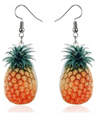 Creative Assorted Multiple Trendy Fruits Dangle Earrings for Women Girls,Funny Fruits Acrylic Earrings Pineapple $3.77 Earrings