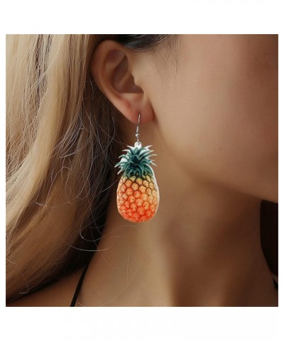 Creative Assorted Multiple Trendy Fruits Dangle Earrings for Women Girls,Funny Fruits Acrylic Earrings Pineapple $3.77 Earrings