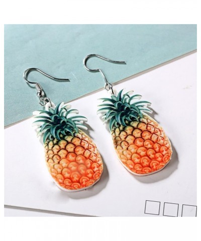 Creative Assorted Multiple Trendy Fruits Dangle Earrings for Women Girls,Funny Fruits Acrylic Earrings Pineapple $3.77 Earrings