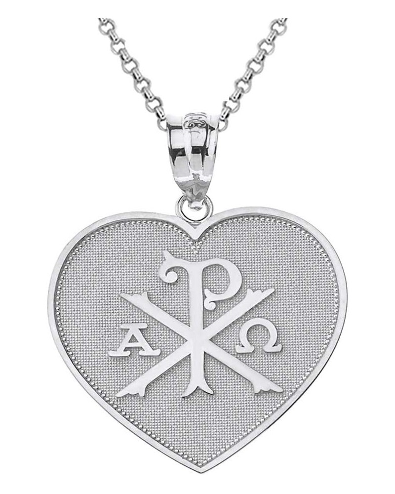 Exquisite 10k Gold Chi Rho Alpha Omega Symbol Heart Shaped Pendant Necklace White Gold 22.0 Inches $98.89 Necklaces