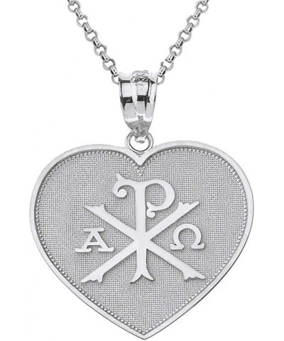 Exquisite 10k Gold Chi Rho Alpha Omega Symbol Heart Shaped Pendant Necklace White Gold 22.0 Inches $98.89 Necklaces