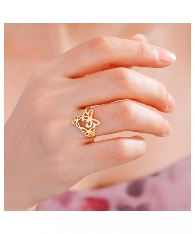 Butterfly Rings Stainless Steel Flying Elves Rings Dragonfly Rings Promise Ring Jewelry Gift for Women Charming Ladies Diamet...