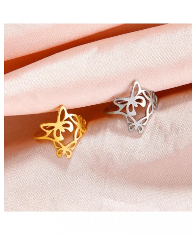 Butterfly Rings Stainless Steel Flying Elves Rings Dragonfly Rings Promise Ring Jewelry Gift for Women Charming Ladies Diamet...