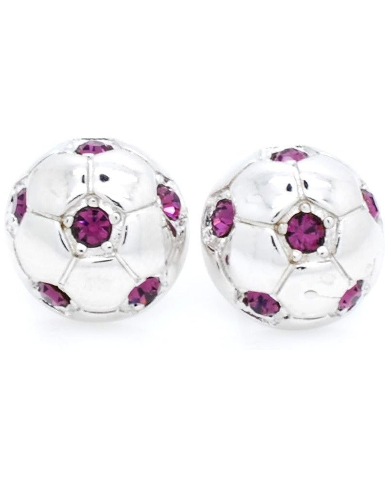 POST SOCCER BALL EARRINGS, Crystal HALF SOCCER BALL EARRINGS Purple $8.82 Earrings