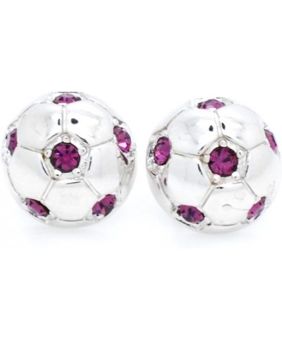 POST SOCCER BALL EARRINGS, Crystal HALF SOCCER BALL EARRINGS Purple $8.82 Earrings