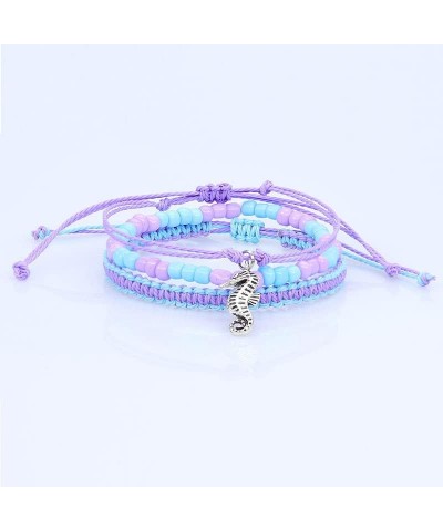 6 Pieces Bohemia Braided Woven String Bracelets Handmade Stackable Bead Rope Bracelets Adjustable Waterproof Wax Coated Surf ...