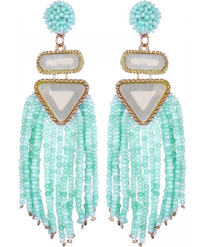 Nicole Miller New York Beaded Tassel Drop with Triangle Dangle Earrings Mint $9.45 Earrings