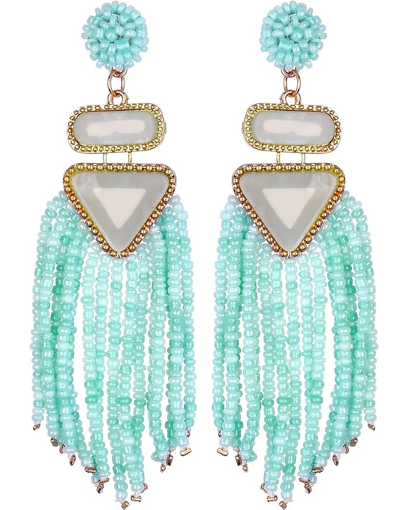 Nicole Miller New York Beaded Tassel Drop with Triangle Dangle Earrings Mint $9.45 Earrings