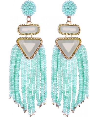 Nicole Miller New York Beaded Tassel Drop with Triangle Dangle Earrings Mint $9.45 Earrings