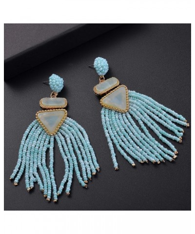 Nicole Miller New York Beaded Tassel Drop with Triangle Dangle Earrings Mint $9.45 Earrings