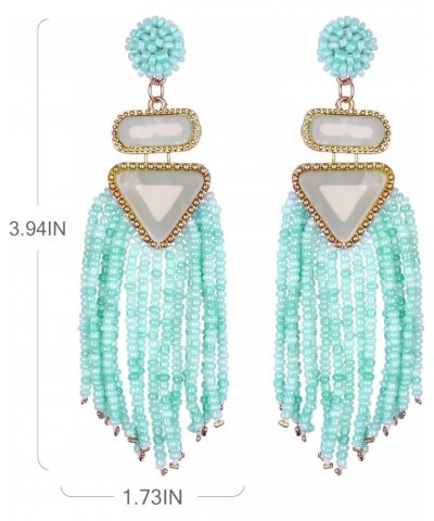 Nicole Miller New York Beaded Tassel Drop with Triangle Dangle Earrings Mint $9.45 Earrings