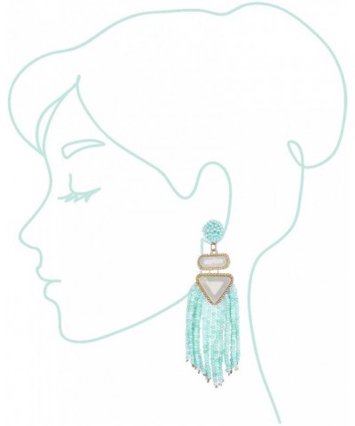 Nicole Miller New York Beaded Tassel Drop with Triangle Dangle Earrings Mint $9.45 Earrings