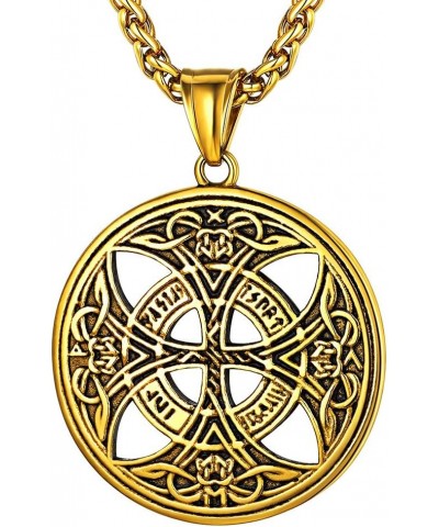 Irish Claddagh/Knot Pendant Necklace for Women Men Stainless Steel/18K Gold Plated Wicca Pentagram Talisman Jewelry Personali...