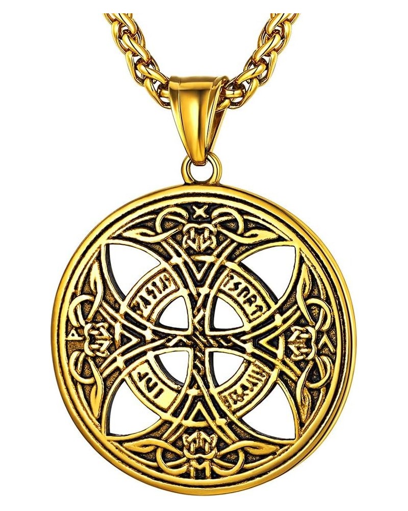 Irish Claddagh/Knot Pendant Necklace for Women Men Stainless Steel/18K Gold Plated Wicca Pentagram Talisman Jewelry Personali...