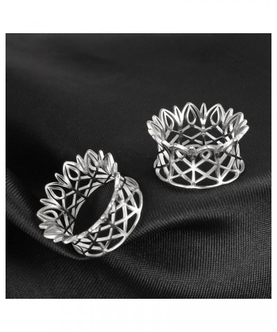 2PCS Hollow Crown Ear Gauges Hypoallergenic 316 Stainless Steel Breathing Ear Plugs Tunnels for Stretched Ears 8mm-25mm (0G-1...