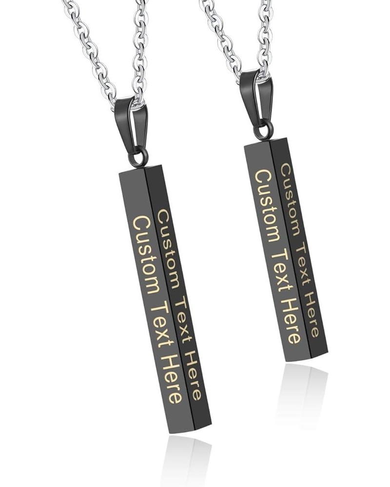 His and Hers Personalized Custom Engraving Initial Names Message Words Couple Black Pendant Necklace His $11.79 Necklaces