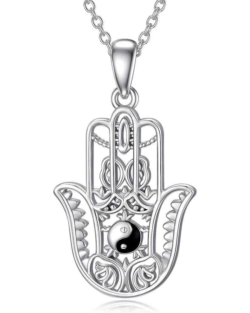 Christmas Gifts Hamsa Evil Eye Necklace 925 Sterling Silver Hamsa Evil Eye Pendant Hand of Fatima Tree Elephant Necklaces for...