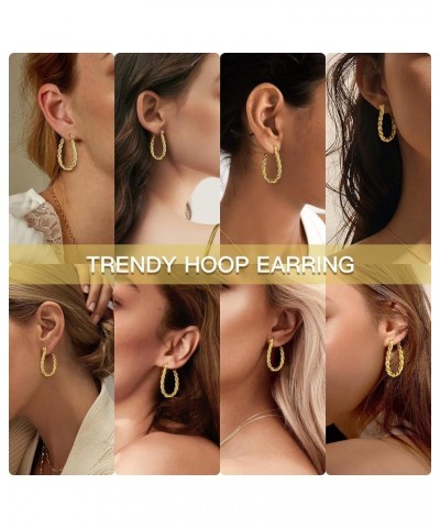 Gold Hoop Earrings for Women, 14K Gold Plated Lightweight Chunky Twisted Huggie Hoop Earrings Set for Gift Style A $7.07 Earr...