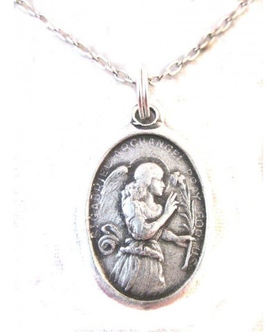 Silver Tone St Gabriel The Archangel Medal Pendant Necklace Ladies 20 inch Chain $8.80 Necklaces