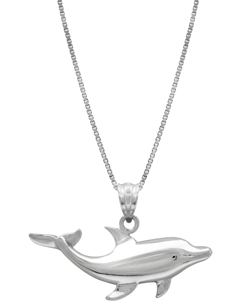 Sterling Silver Dolphin Ocean Sea Life Necklace Pendant with 18" Box Chain $15.91 Necklaces