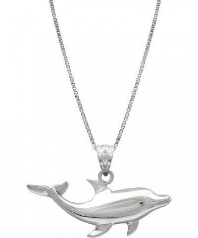 Sterling Silver Dolphin Ocean Sea Life Necklace Pendant with 18" Box Chain $15.91 Necklaces