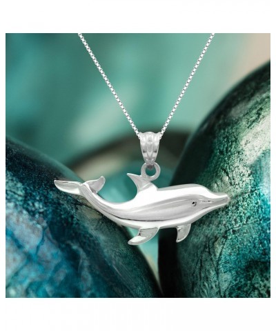 Sterling Silver Dolphin Ocean Sea Life Necklace Pendant with 18" Box Chain $15.91 Necklaces