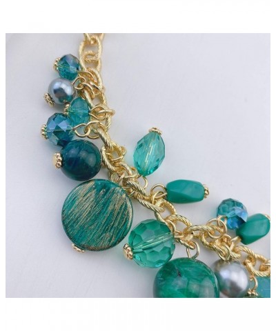 Women's Beaded Strand Statement Necklace Beads Collar N0002-Deep Teal $11.76 Necklaces