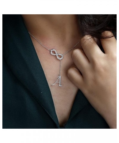 8 Shaped Tassel Silver Initial Necklace for Women Silver Necklaces for Women A Z 26 Alphabet Initial Necklaces for Teen Girls...