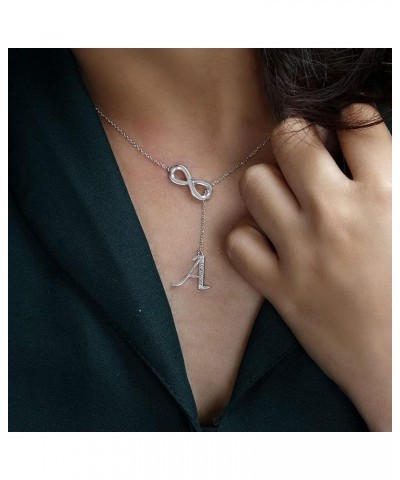 8 Shaped Tassel Silver Initial Necklace for Women Silver Necklaces for Women A Z 26 Alphabet Initial Necklaces for Teen Girls...