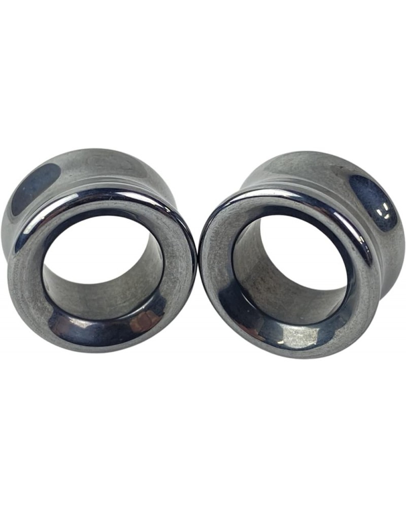 Pair of Concave Hematite Stone Double Flare Tunnels (STN-695) 0g (8mm) $10.65 Body Jewelry