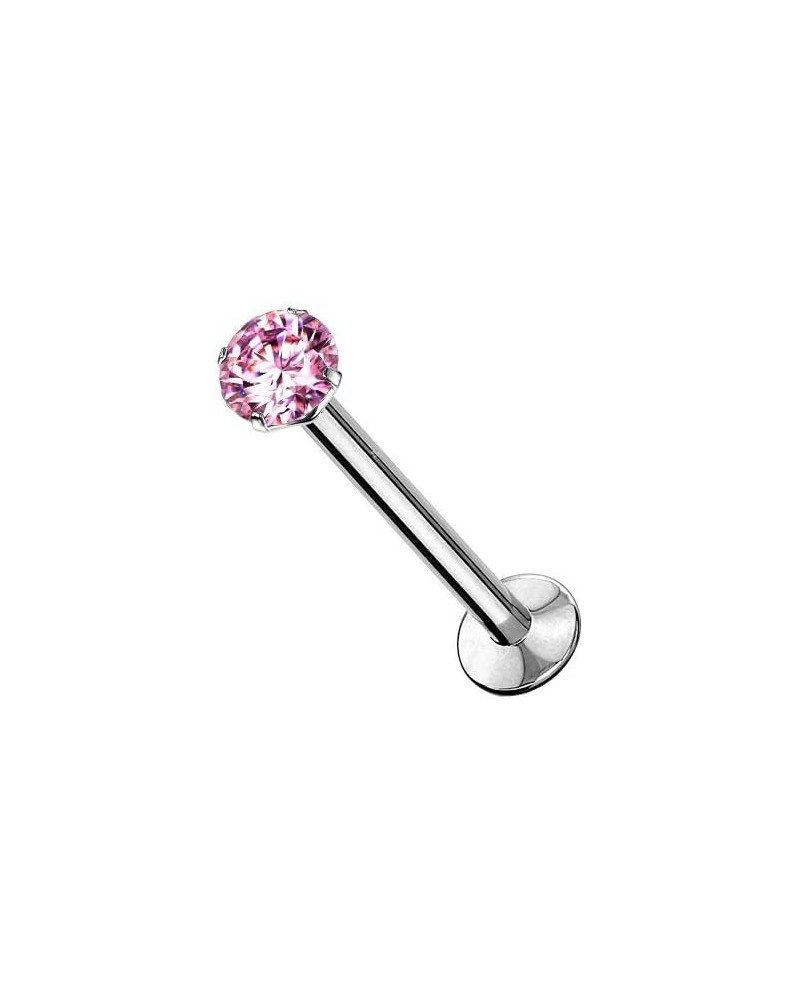 316L Surgical Steel 16G-20G Labret Flat Back Stud Earrings Cartilage Threadless Push In Nose Rings Studs 2mm CZ Gem Labret Mo...