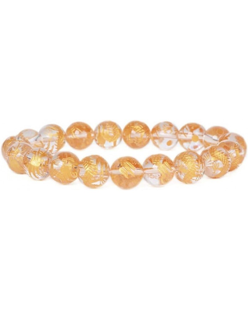 Gem Semi Precious Gemstone 10mm Round Beads Stretch Bracelet 7 Inch Unisex Clear Quartz Gold Dragon $9.66 Bracelets